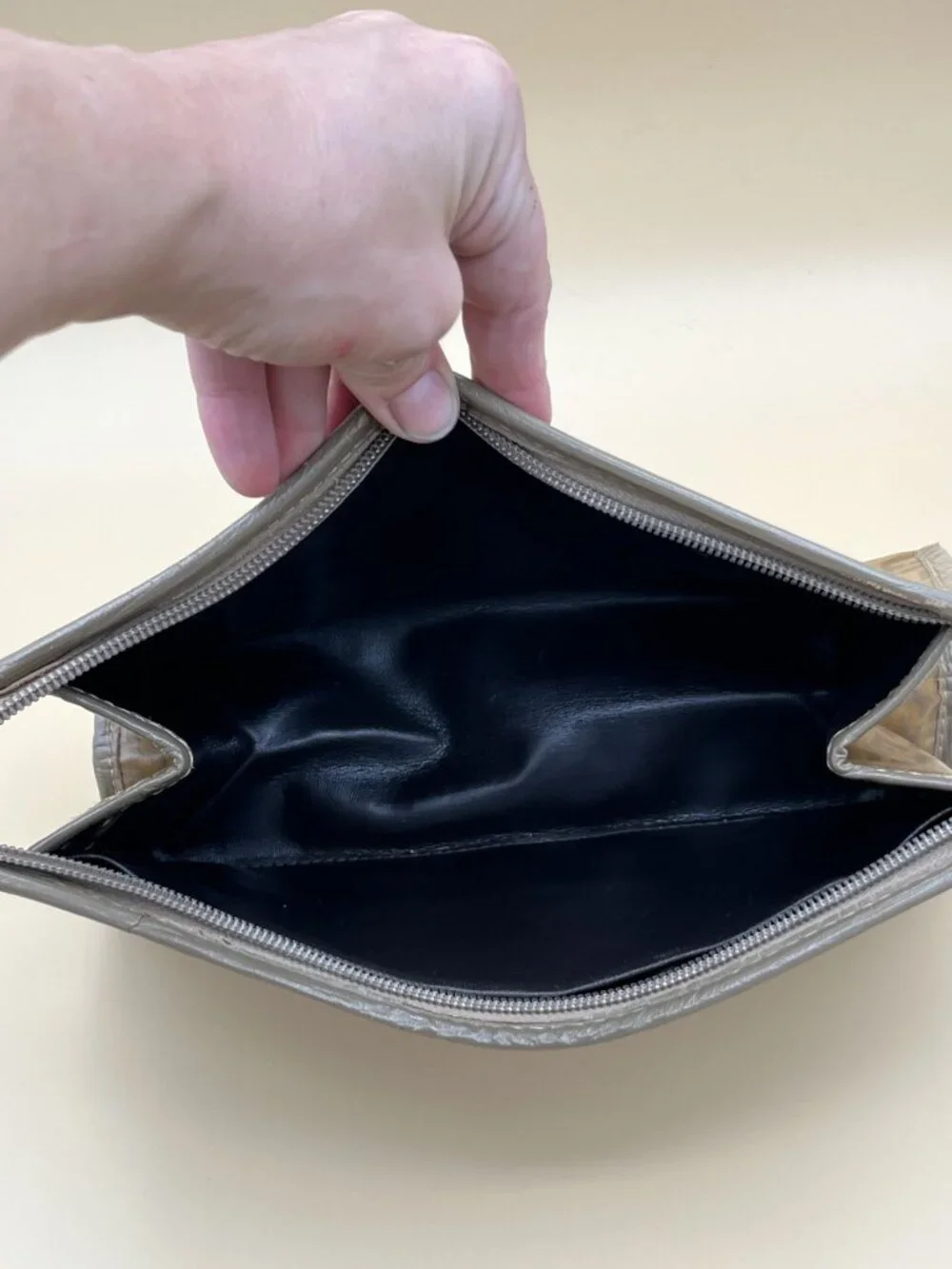Fendi Vintage Zucca Pattern Clutch Bag With Zipper Closure & Brown/Gray Leather